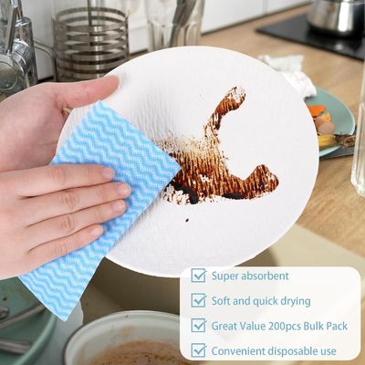 30-80gsm Disposable Cleaning Cloth Heavy Duty  Non-Woven Fabric Kitchen Washing Cloth Multi-Use Absorbent Dish Towels Blue Cleaning Rags